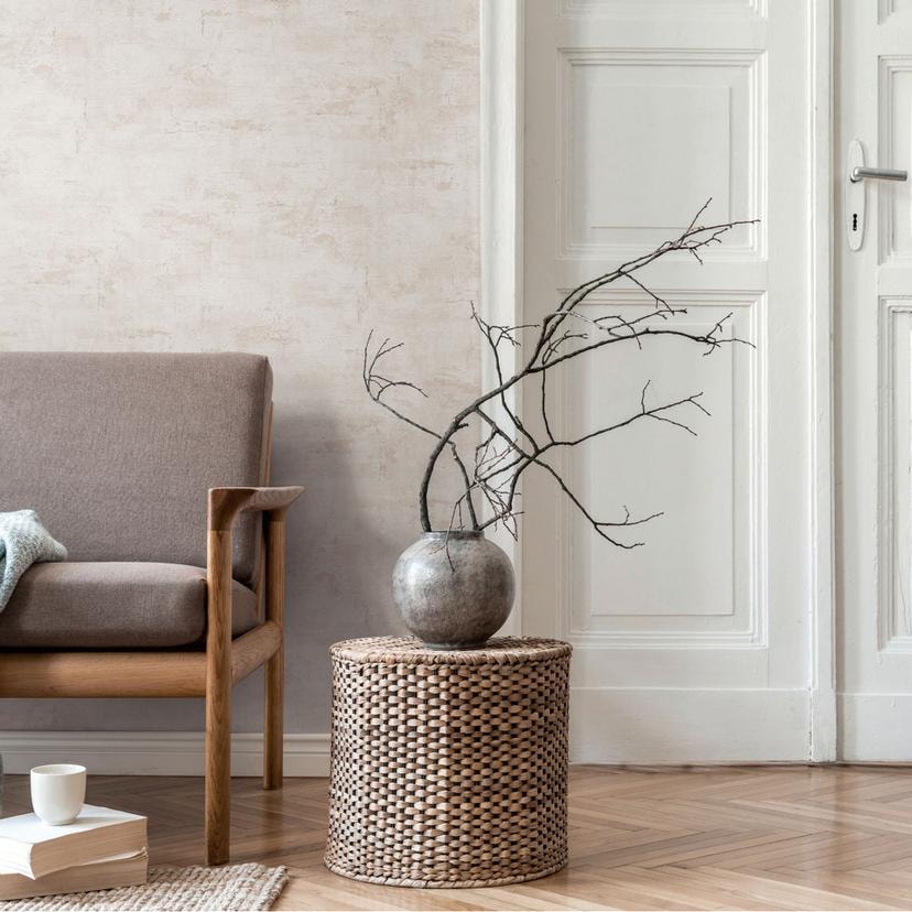 Struktureret tapet i gipslook hvid beige - Ikke-vævet tapet moderne ensfarvet