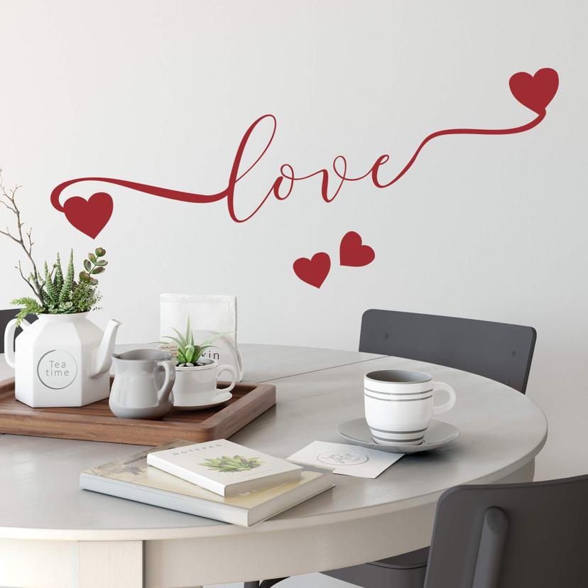 Adesivo Murale  – Love con cuori