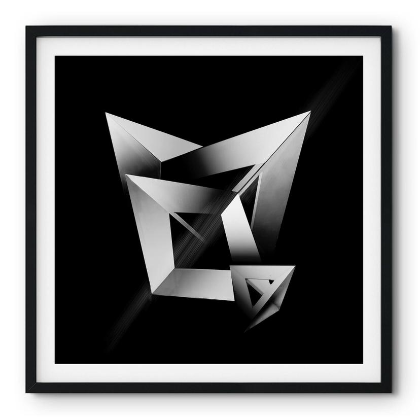 Poster Gong - Geometriska former i 3D - Fyrkant