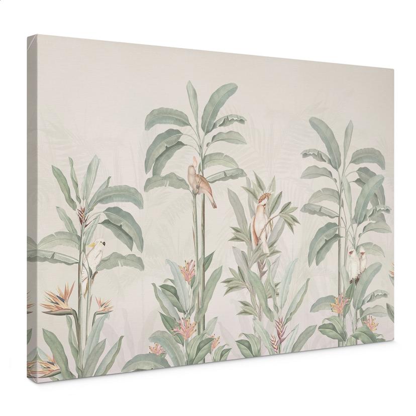 Lienzo Bosque tropical con cacatúas - Bloomery Decor