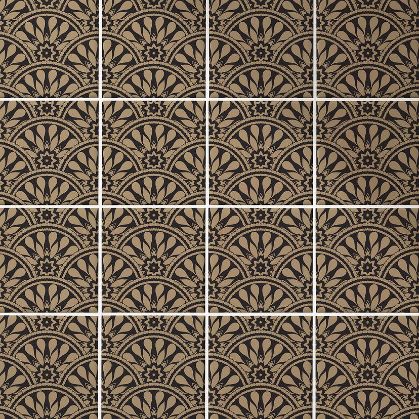 Azulejos Adhesivos Art Decó en negro y dorado - lote de 12
