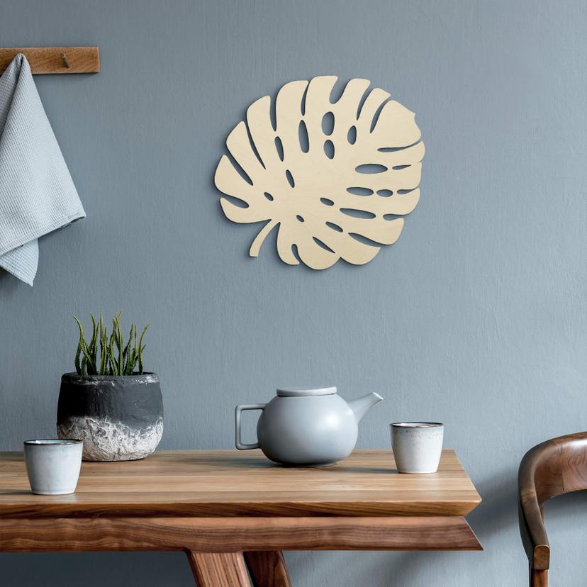 Arte en madera de álamo - Hoja de Monstera 02