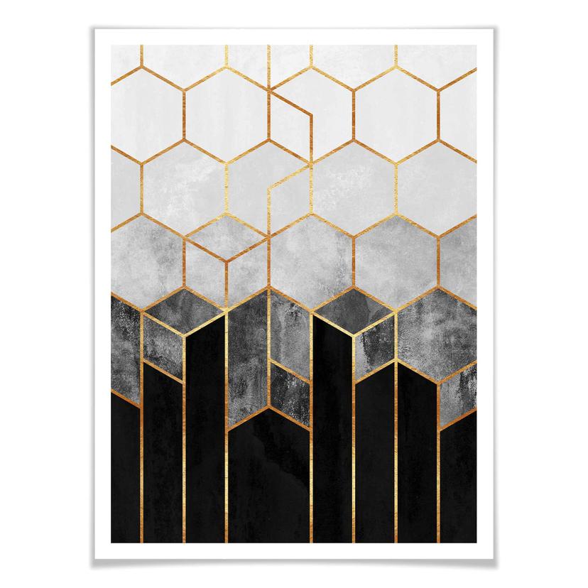 Poster Fredriksson – Esagoni: nero e grigio