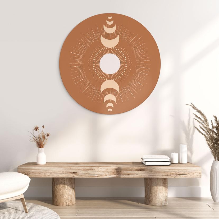 Stampe per pareti Cicli lunari - Sole e luna in armonia - KsanaKalpa - Alluminio Dibond Rotondo