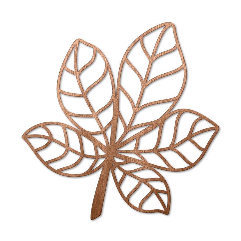 Väggdekorationer i trä mahogny - böjda blad kastanj