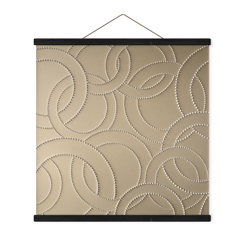 Tekstil plakat Abstrakte ringe beige - Grande - Firkantet