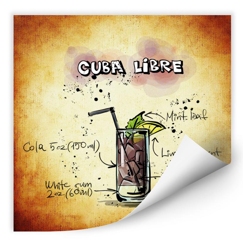 Zelfklevende Poster Cuba Libre Recipe