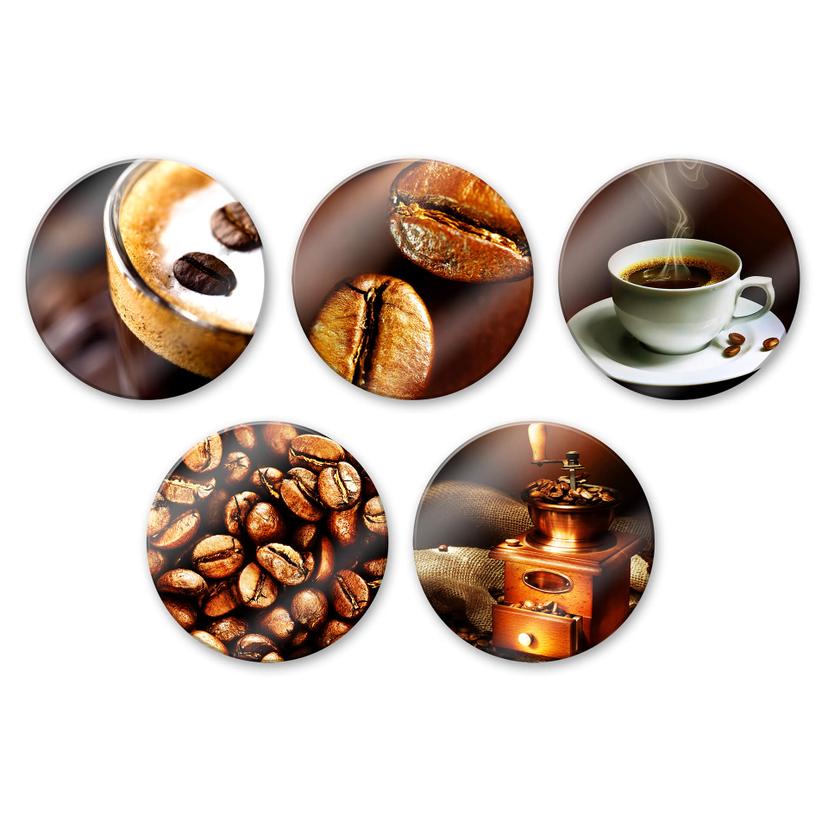 Tableau en verre - Set Café (5 parties) - rond