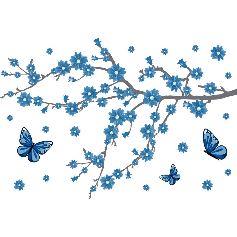 Adesivo murale - Fiori di ghiaccio con farfalle