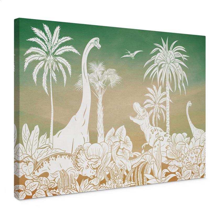 Canvasbillede Eventyrlig tur til dinosaurerne - Ombre - Kikki Belle