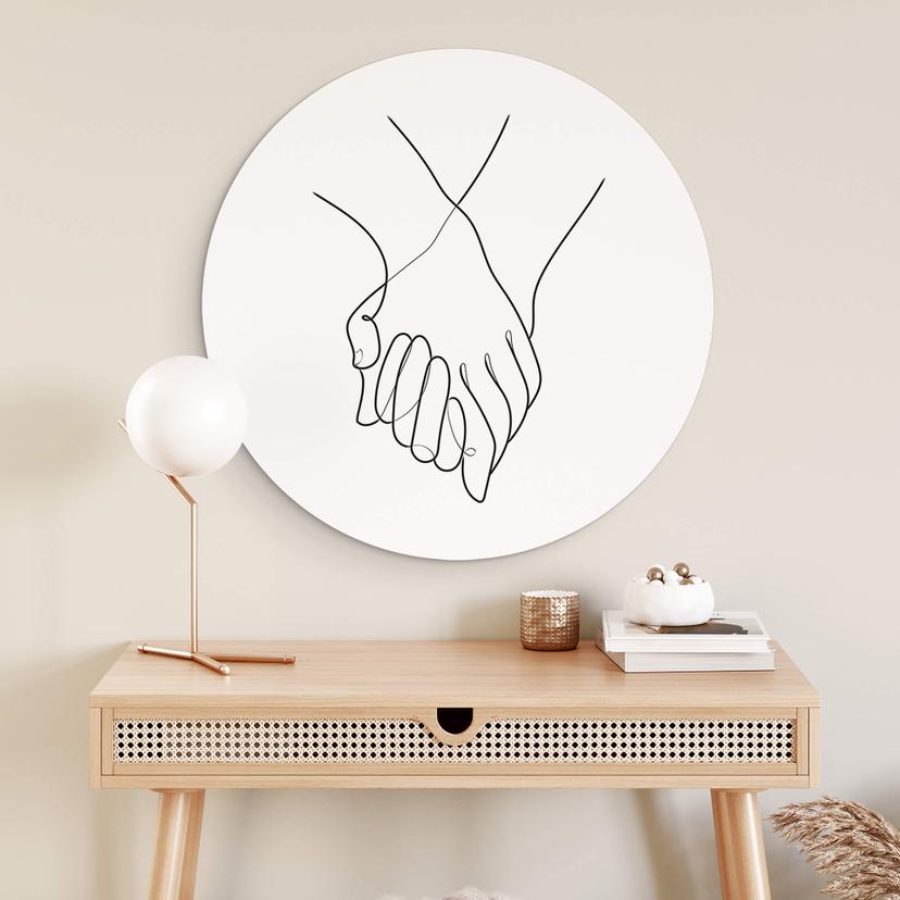 Wandcirkel 1X Studio - Line Art Hand in Hand