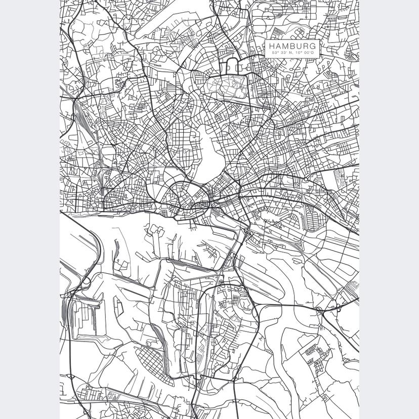 Papier peint photo Plan de la ville de Hambourg