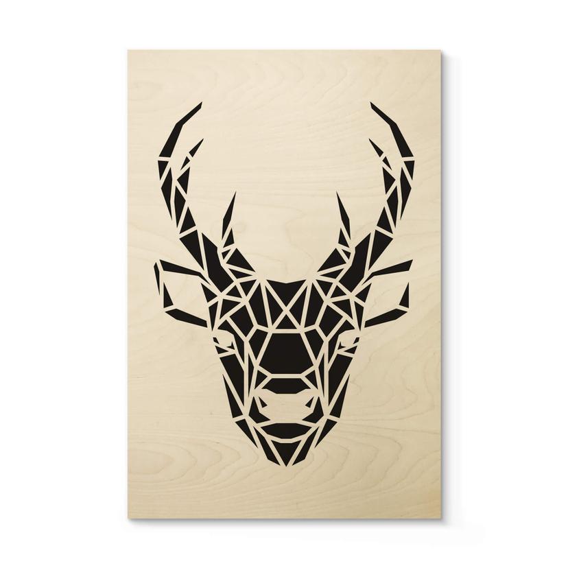 Tableau sur bois Origami Tête de cerf