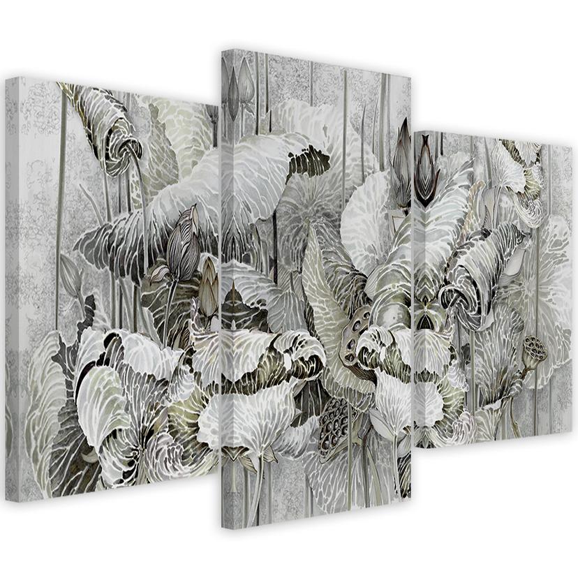 3 stykke lærredstryk, Saint Lotus-blomster