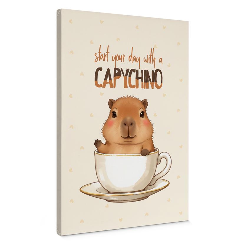 Tableau sur toile Capybara au café - Capychino