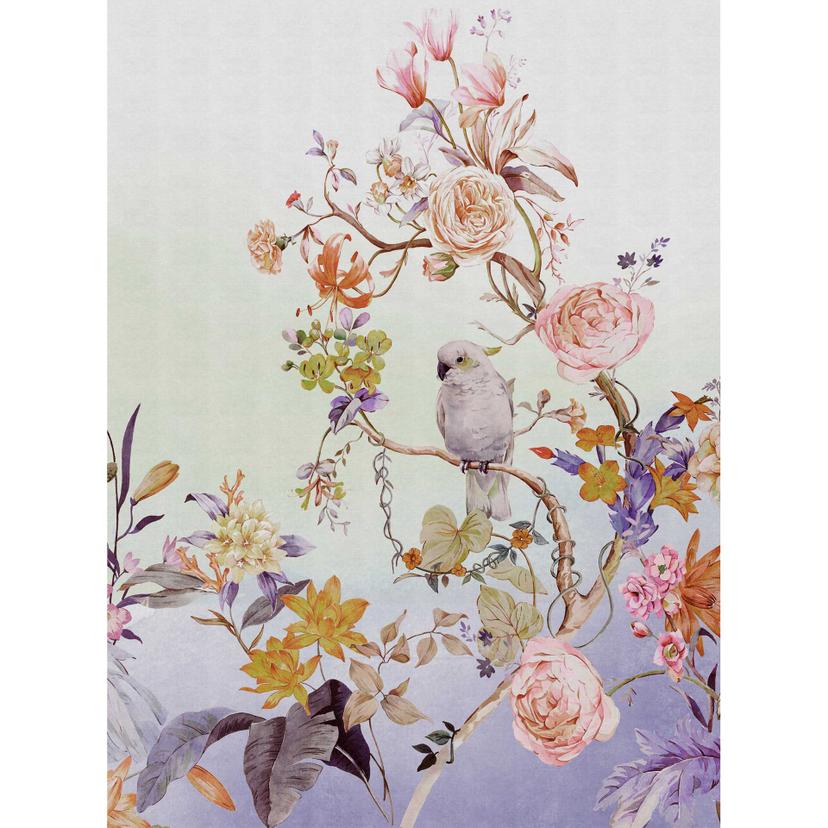 Fotomural floral con motivo de pájaros - Delicado papel pintado no tejido en estilo acuarela