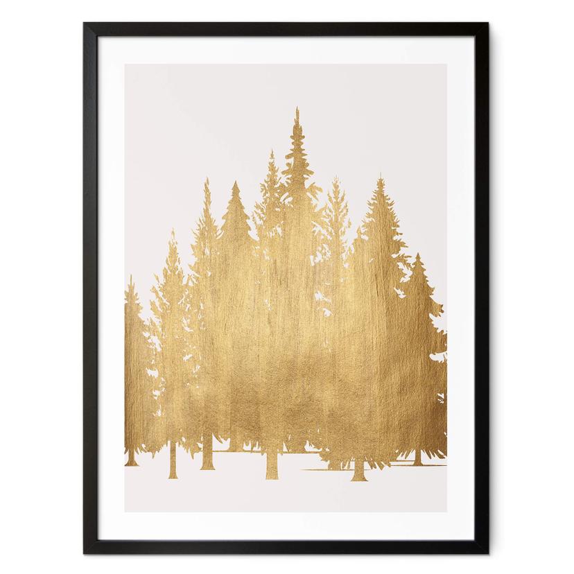 Póster Kubistika - Bosque de abetos dorados