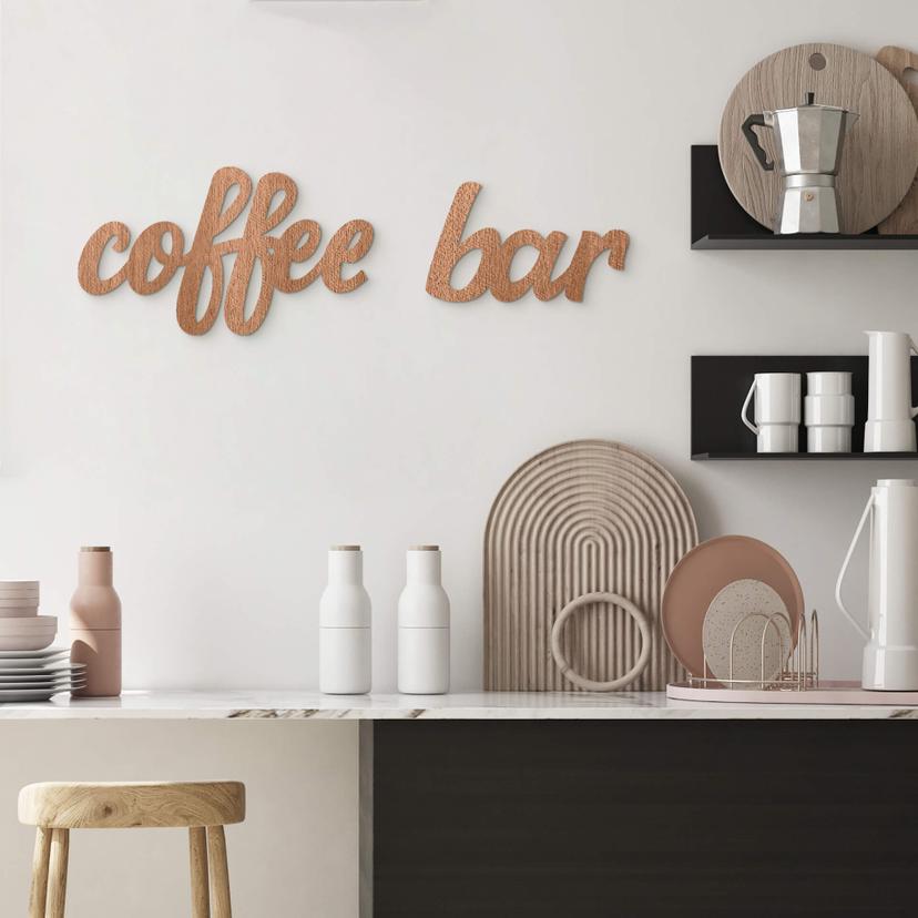 Decoración en madera - Letras 3D para la cocina - Cafetería - Madera de caoba