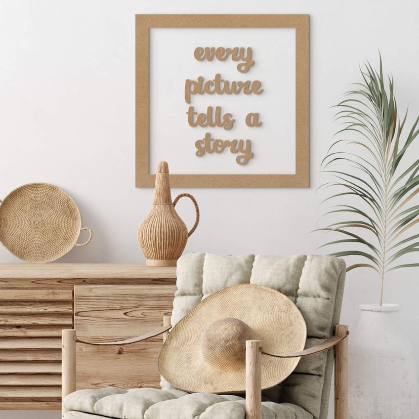 Letras decorativas con marco - cada imagen cuenta una historia - MDF naturaleza