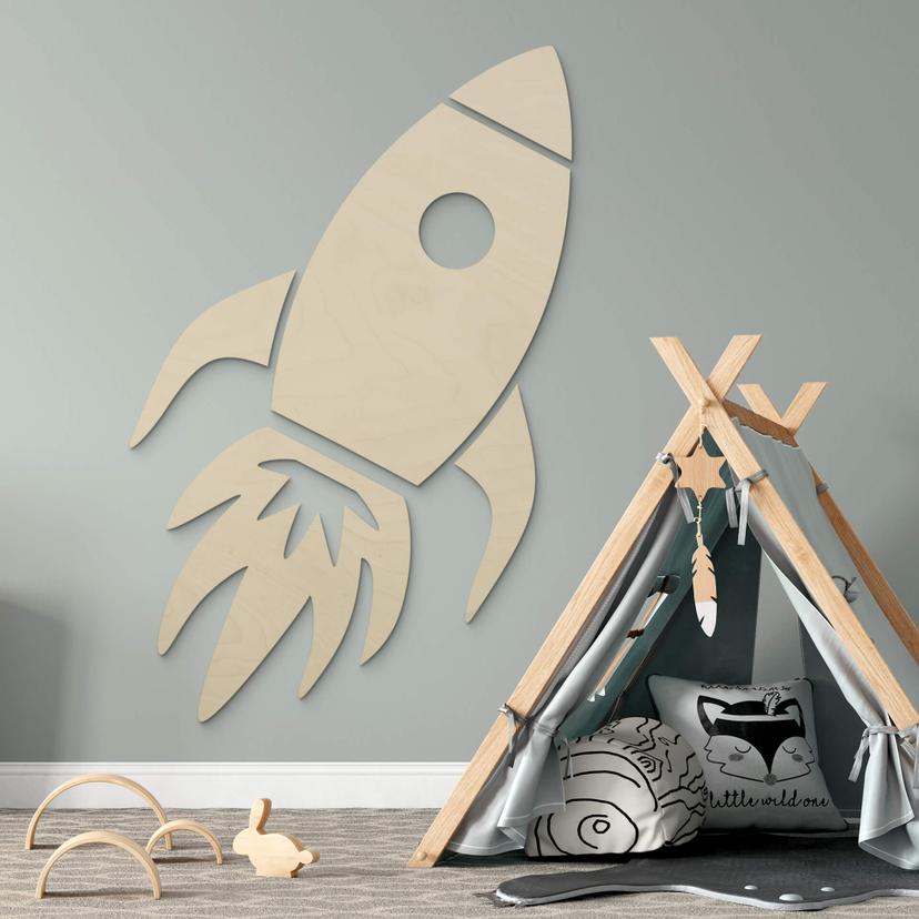 Decoración en madera cohete XXL - álamo