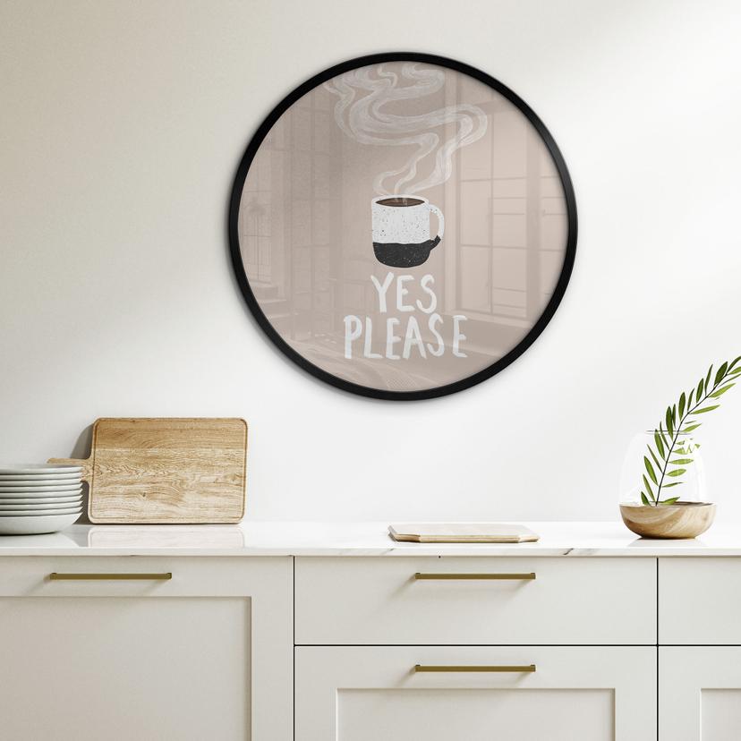 Poster Warme kop koffie in de ochtend - EMELIEmaria - Rond