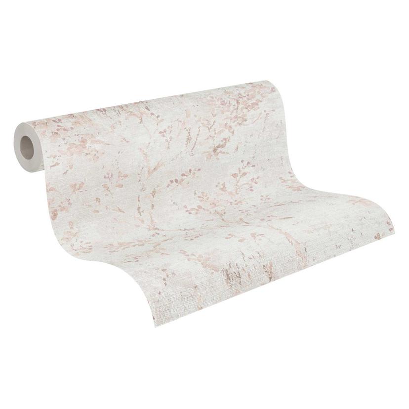 Papel pintado con motivos florales en lino beige - delicado papel pintado tejido-no tejido floral bl