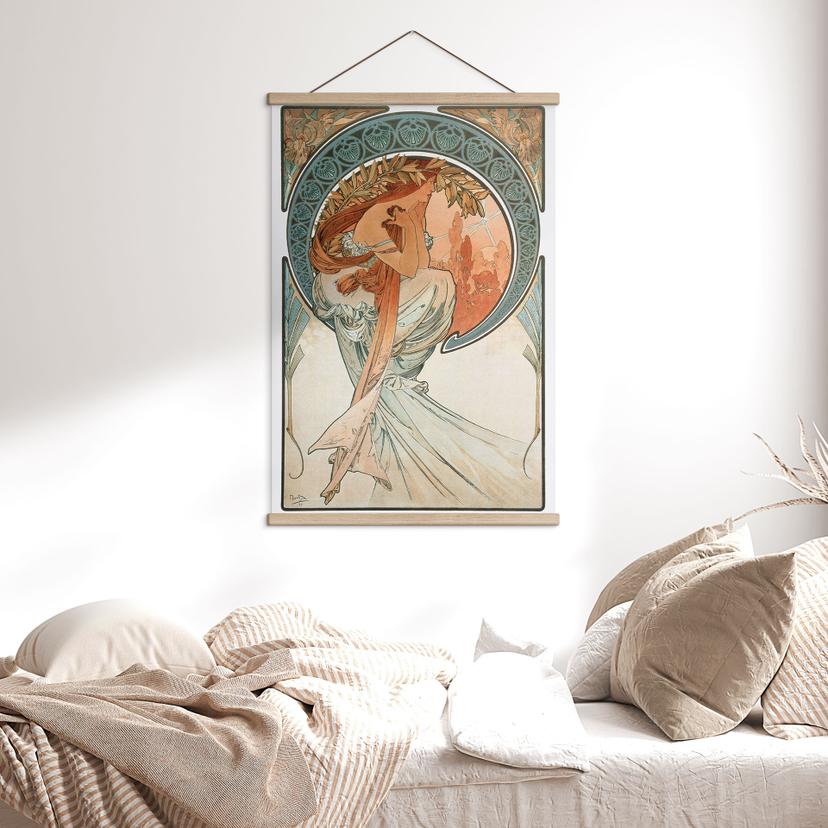 Póster de tela Mucha - Cuatro artes: Poesía