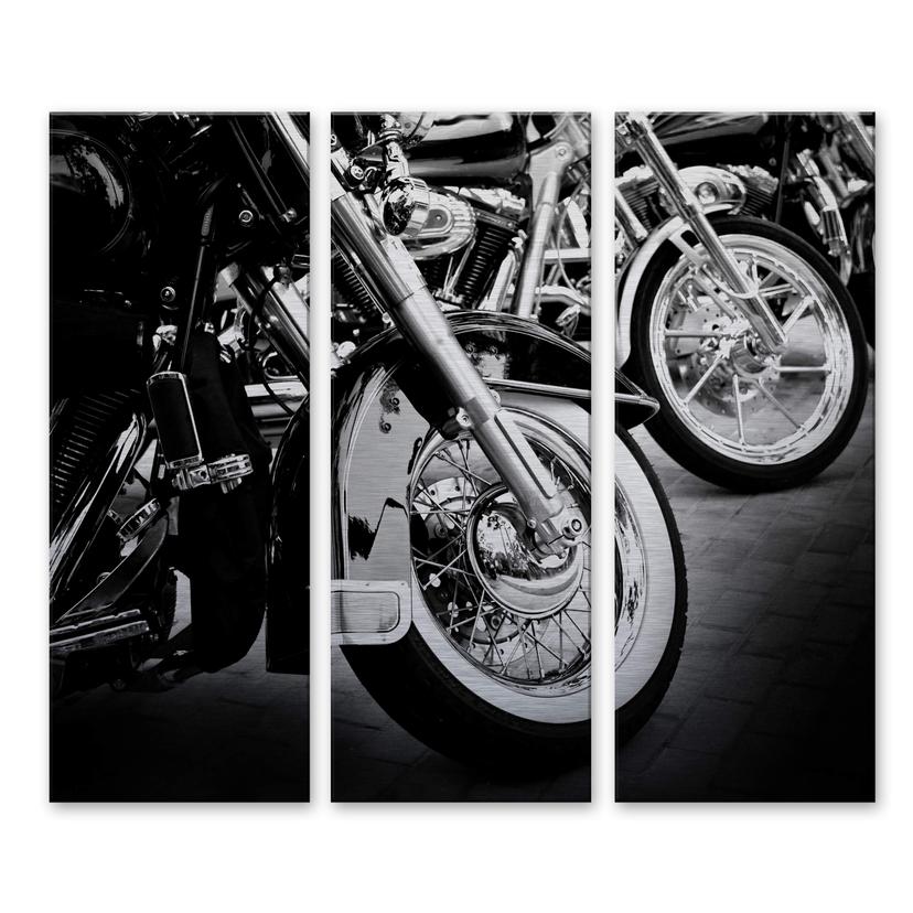 Tableau en alu-Dibond Roues de moto (3 parties)