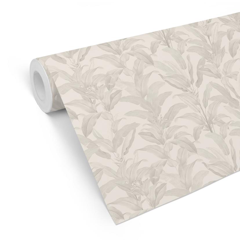 Tapet med mønster Urban Jungle tropiske blade creme - Bloomery Decor