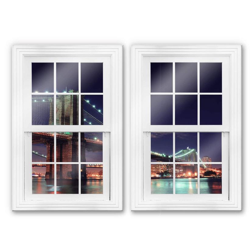 Trompe L'oeil op glas - Manhattan Bridge at Night