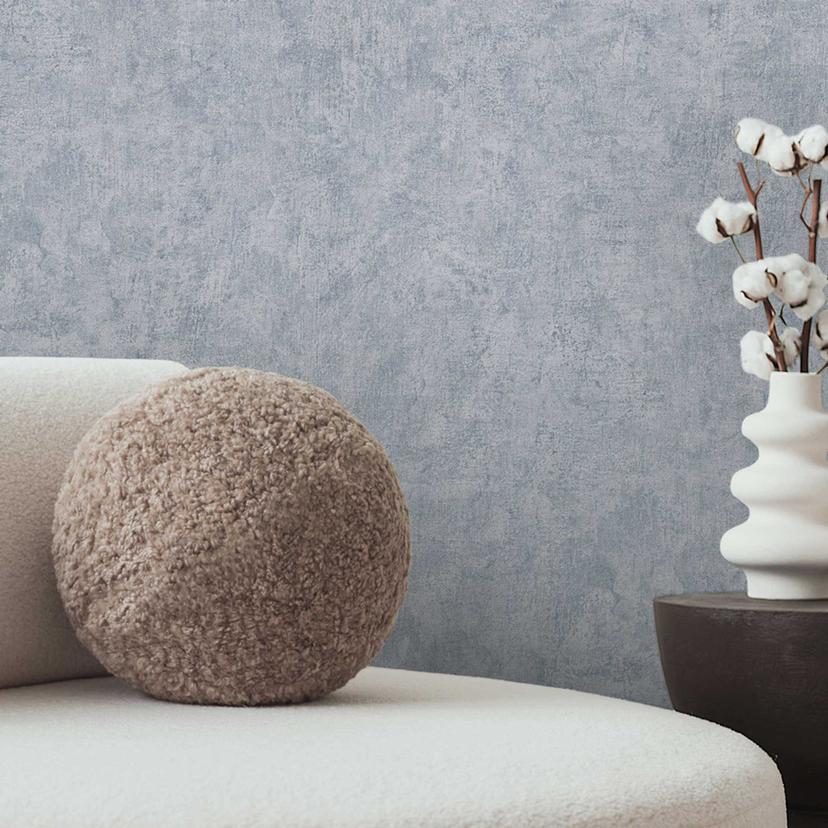 Papel pintado aspecto hormigón azul claro gris - Papel pintado no tejido moderno en aspecto escayola