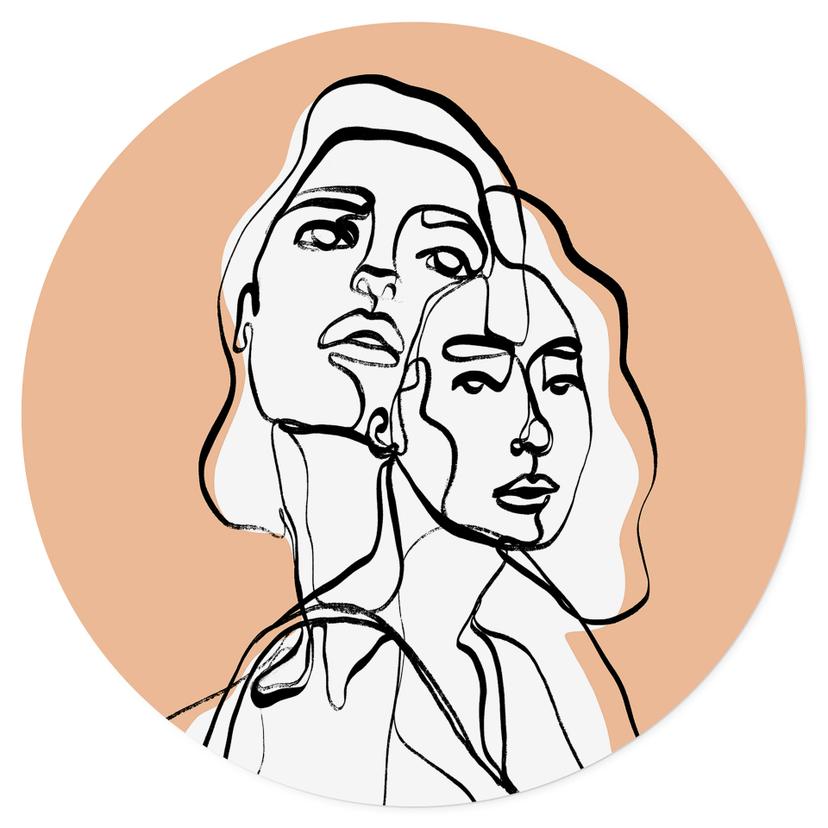 Adesivo murale Ritratto in linea di due donne - Treechild