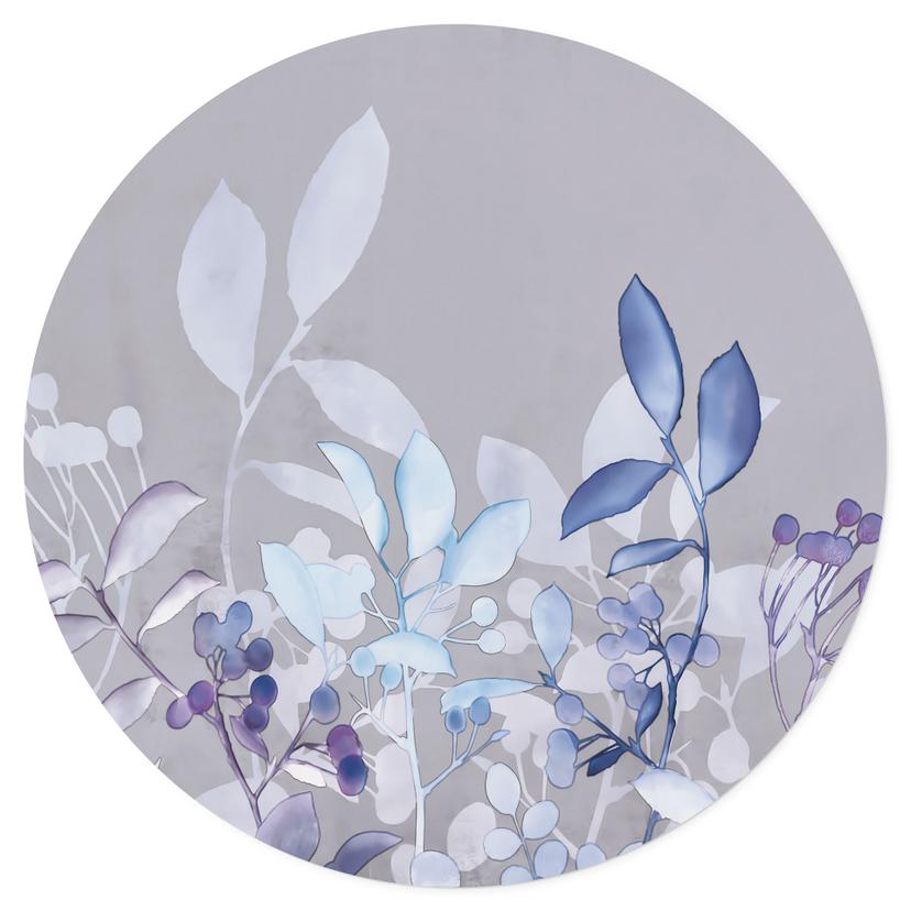 Wallsticker Blå akvarellväxter - Haase - Rund