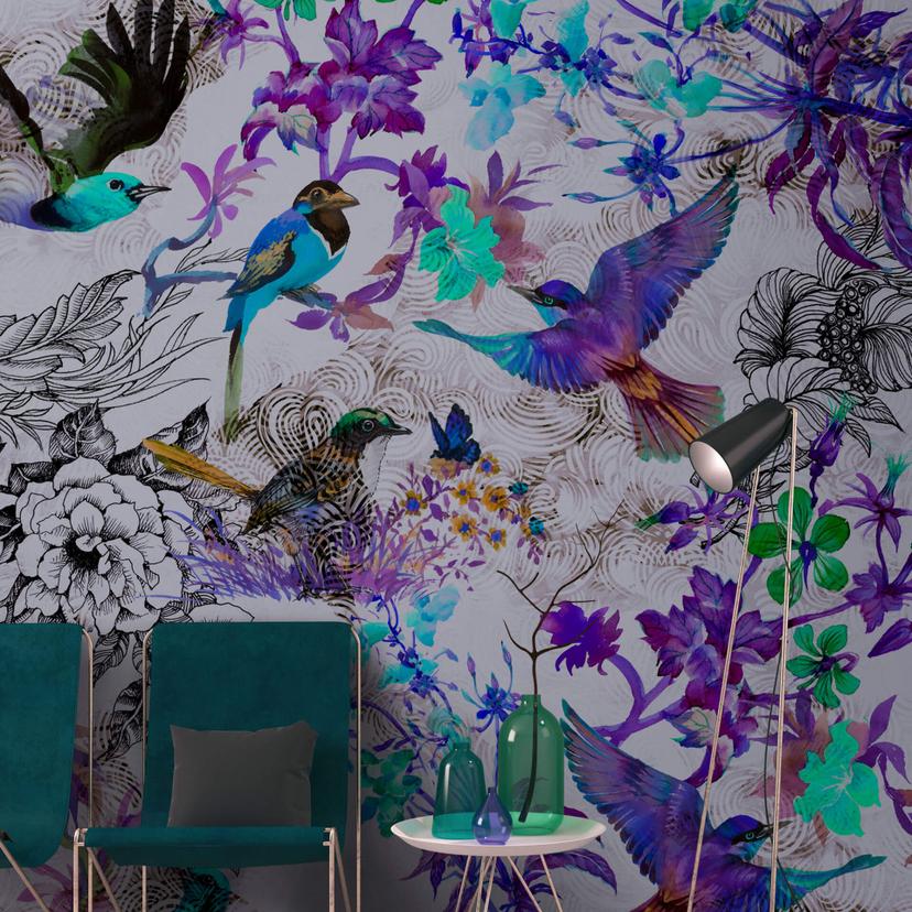 Livingwalls Fototapet Walls by Patel Funky Birds 2