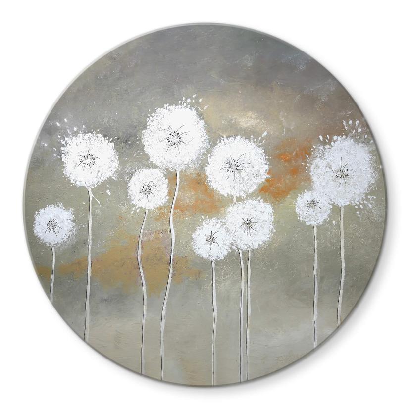 Glasbillede - Melz - White Dandelions