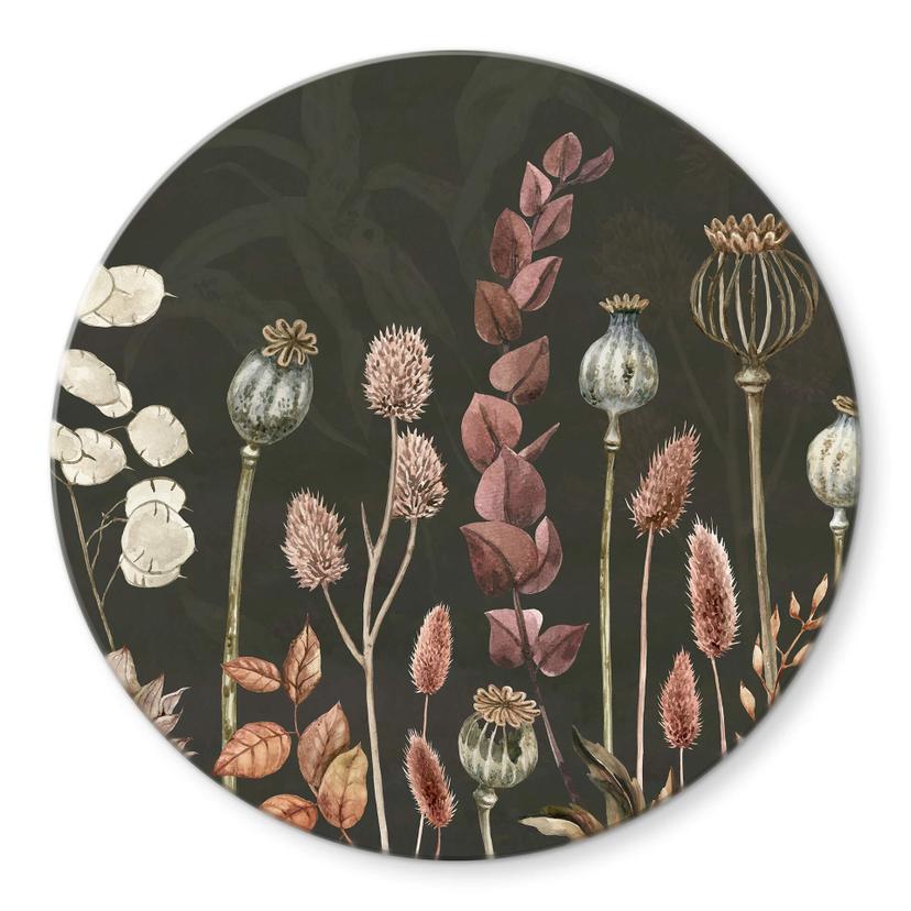 Tableau sur verre Sir Edward - Fleurs séchées Olive