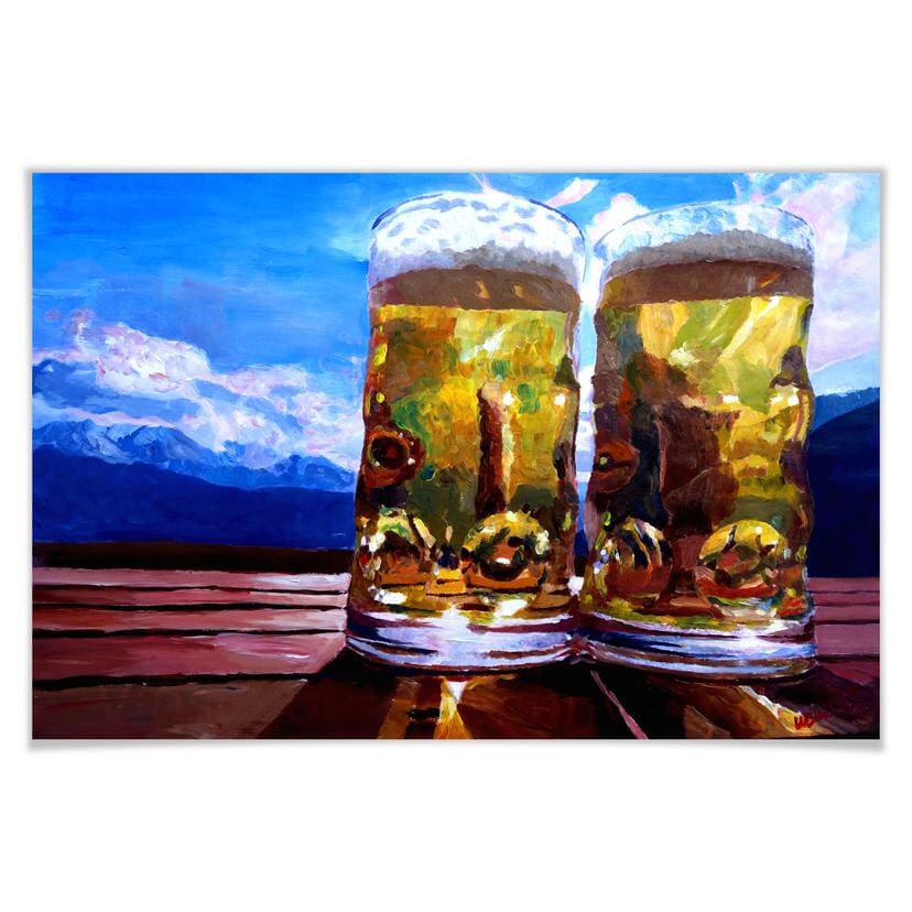 Poster - Bleichner - Deux bières dans les montagnes