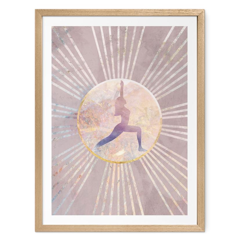 Plakat Yoga solhilsen pink | rosa guld - Manovski