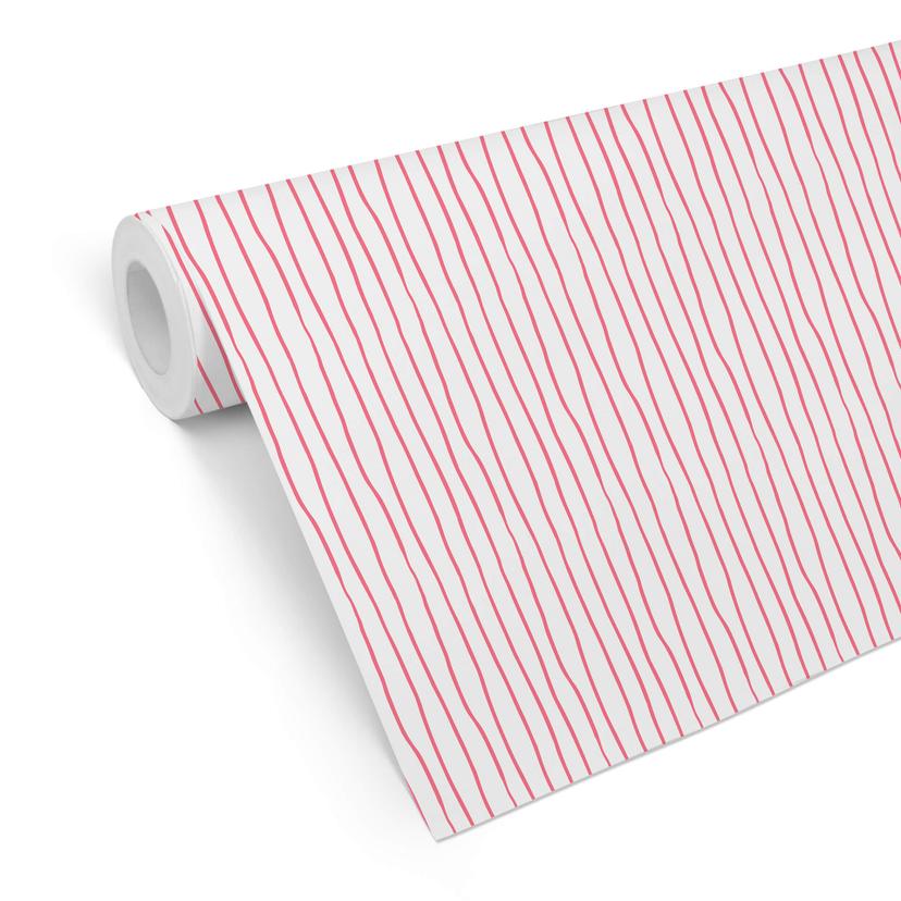 Tapet med mønster i striber - pink