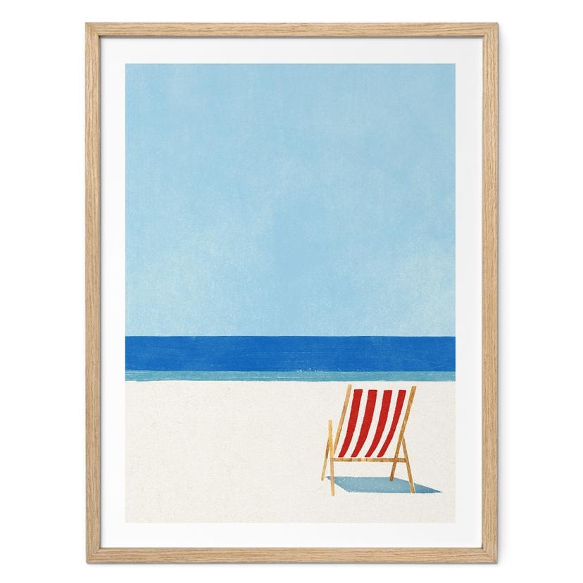 Poster Plage Chaise longue avec vue sur la mer - Rivers