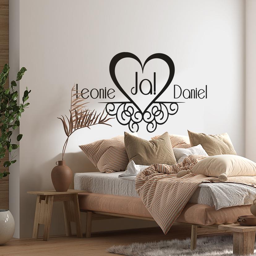 Wallsticker -  + Navn Ja Ornamentic
