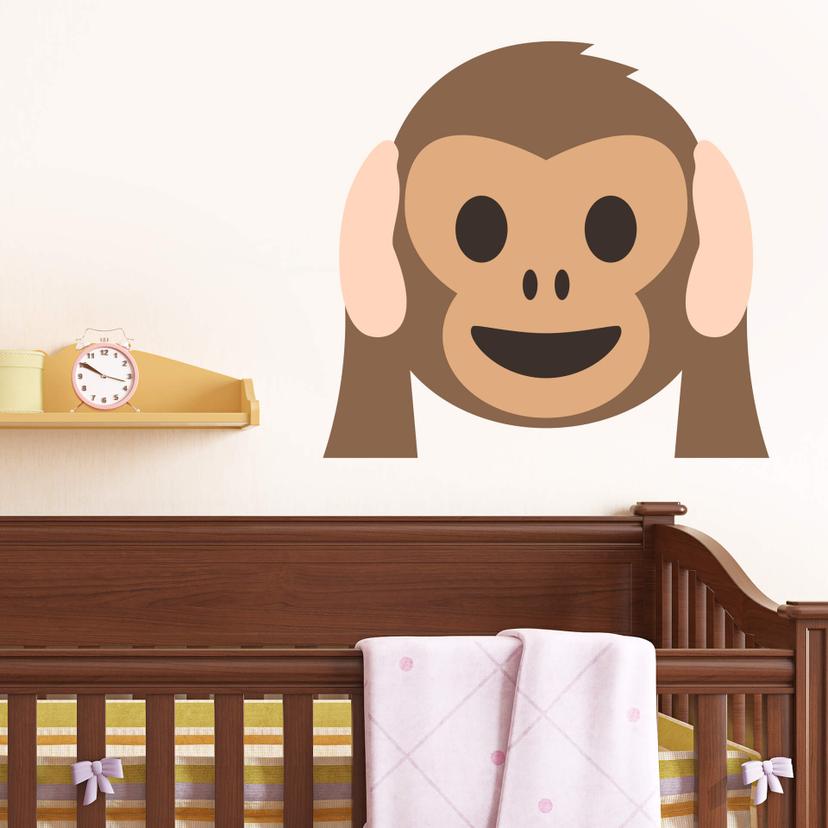 Muursticker Emoji Hear no Evil Monkey