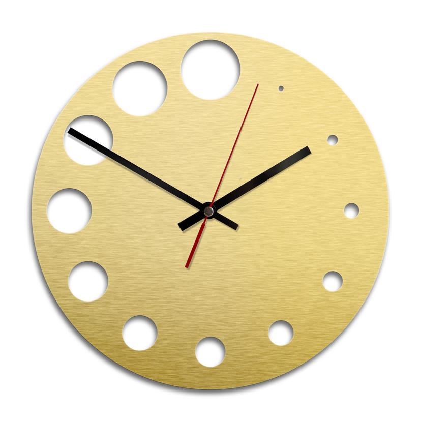 Wandklok Alu-Dibond met Goudeffect Rond met Dots