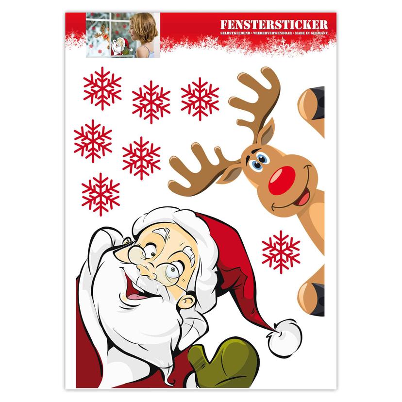 Vinduesudsmykning: Julemanden og Rensdyret