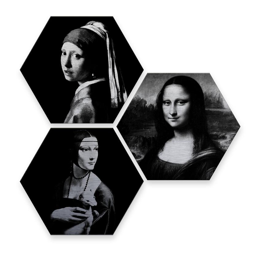 Hexagon alu-dibond zilver effect - Famous Ladies