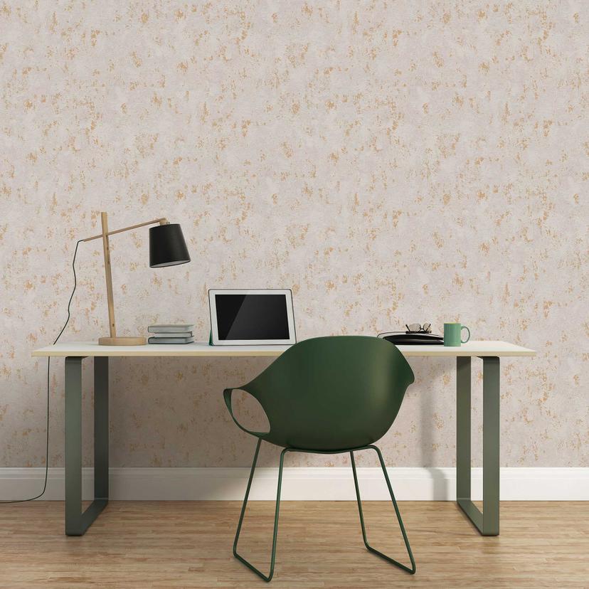 Tekstureret tapet med metallisk effekt beige grå guld - moderne ikke-vævet tapet