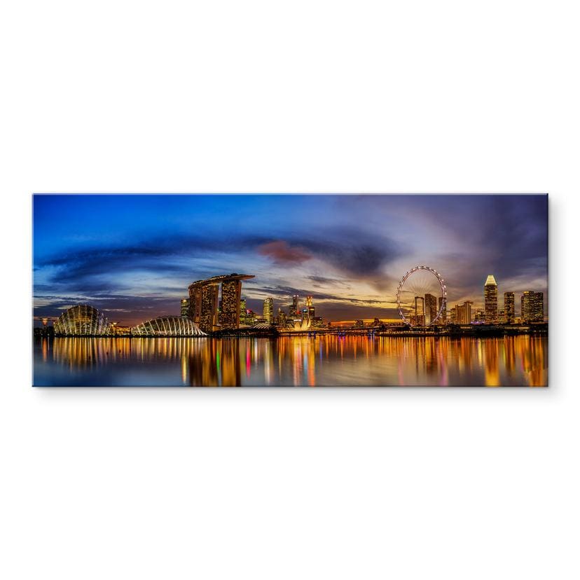 Tableau en verre acrylique - Lights in Singapore - Panorama
