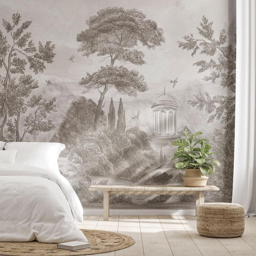 Fotobehang met tuinlandschap in beige - Ms Tiff