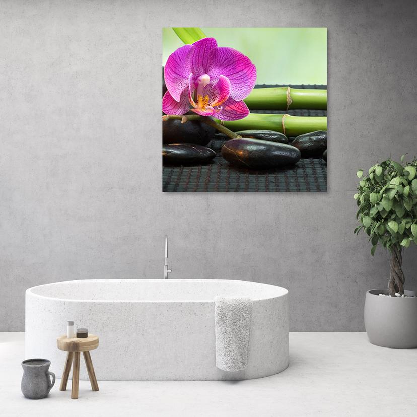 Stampe su tela, Orchidea su pietre nere