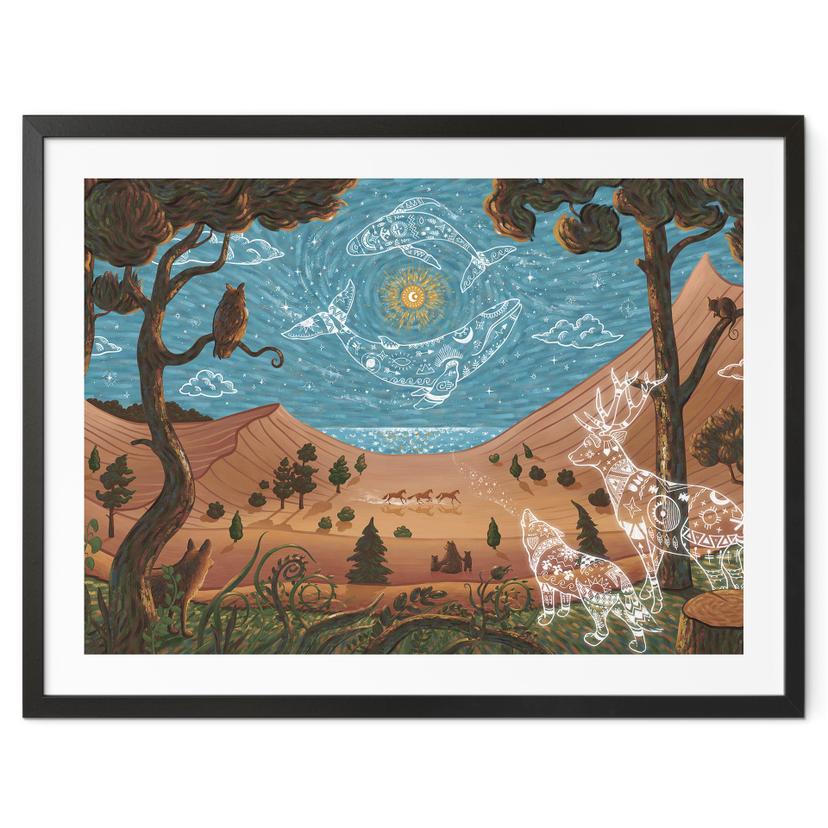 Poster Spiritueel Dierenrijk in de Nacht - Oliver Robins